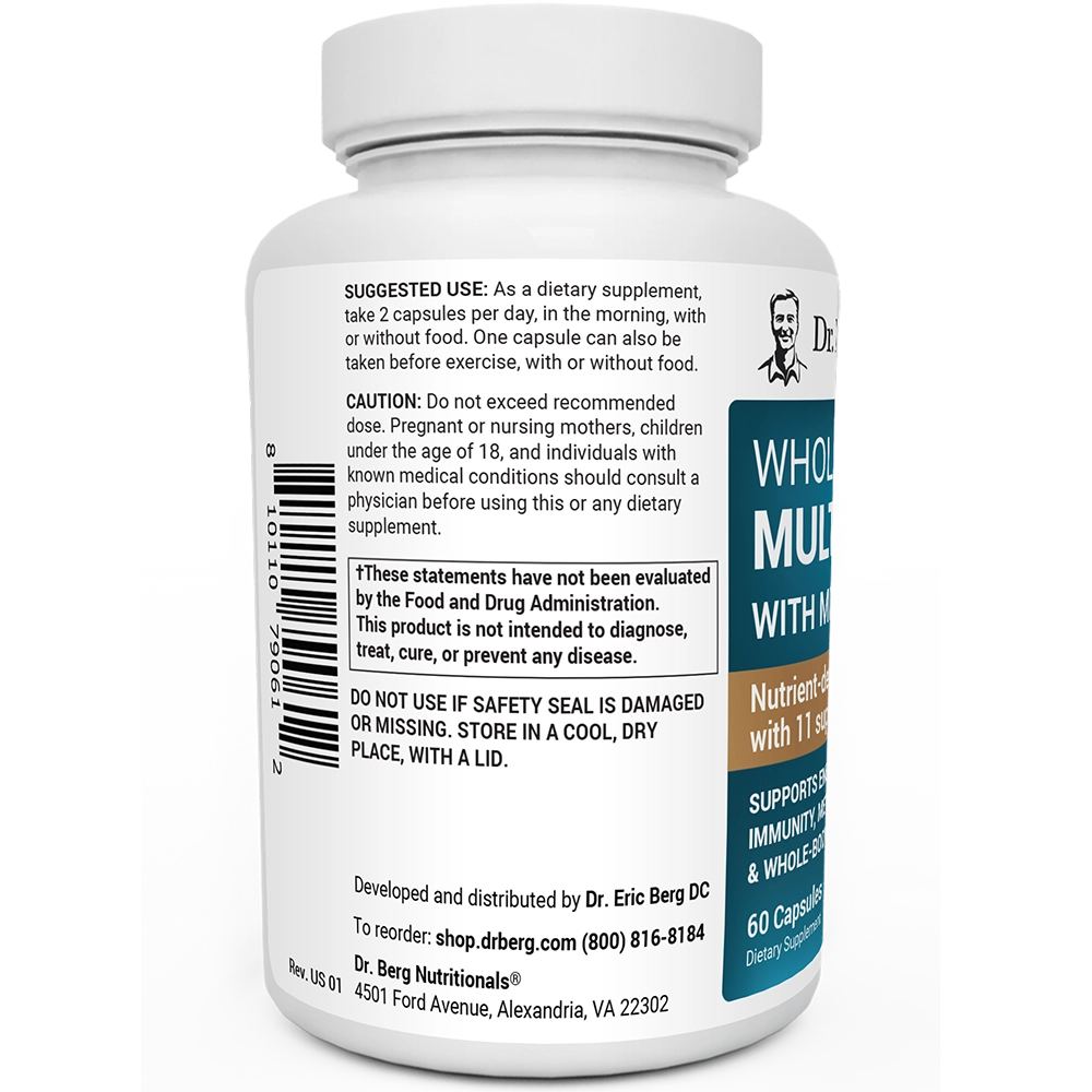 Dr. Berg Whole Food Multivitamin with Minerals - 60 Capsules for Optimal Health