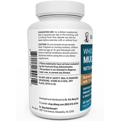 Dr. Berg Whole Food Multivitamin with Minerals - 60 Capsules for Optimal Health