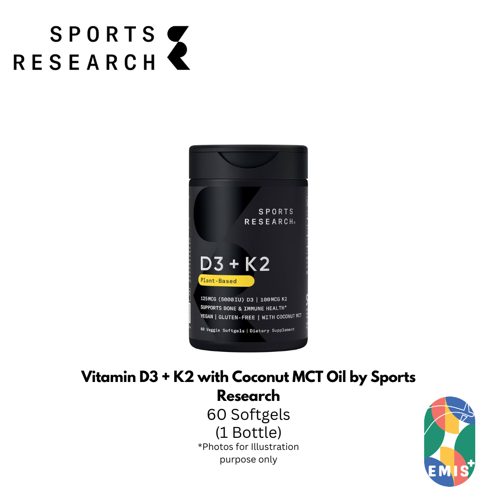 Vitamin D3 + K2 with Coconut MCT Oil by Sports Research