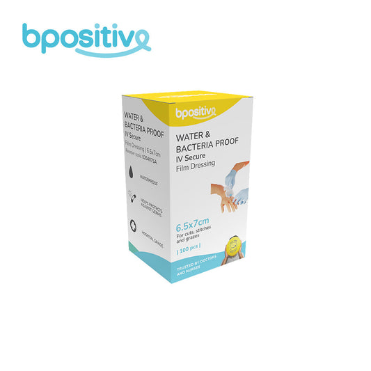 Bpositive Water & Bacteria Proof IV Secure Film Dressing 6.5 x 7 cm - Box of 100s