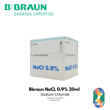 [40s] BBraun Normal Saline 0.9% 20ml | Sterile Wound & Eye Wash | Mini-Plasco | NaCL | EMIS+