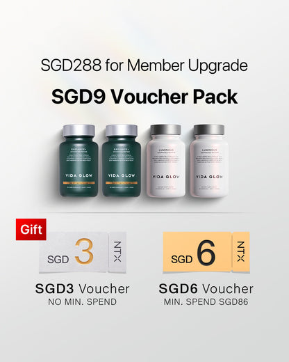 【Member Upgrade】Vida Glow Luminous*2+Radiance+*2 bottles Free SGD9 voucher pack