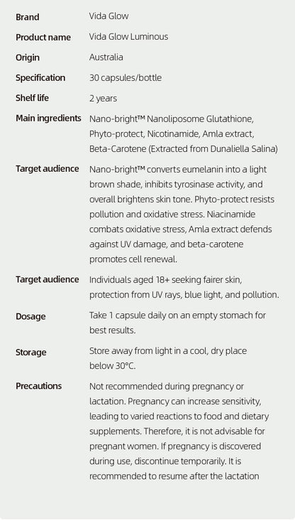 【Member Upgrade】Vida Glow Luminous Capsules 30 capsules*4 bottles Free SGD9 voucher pack