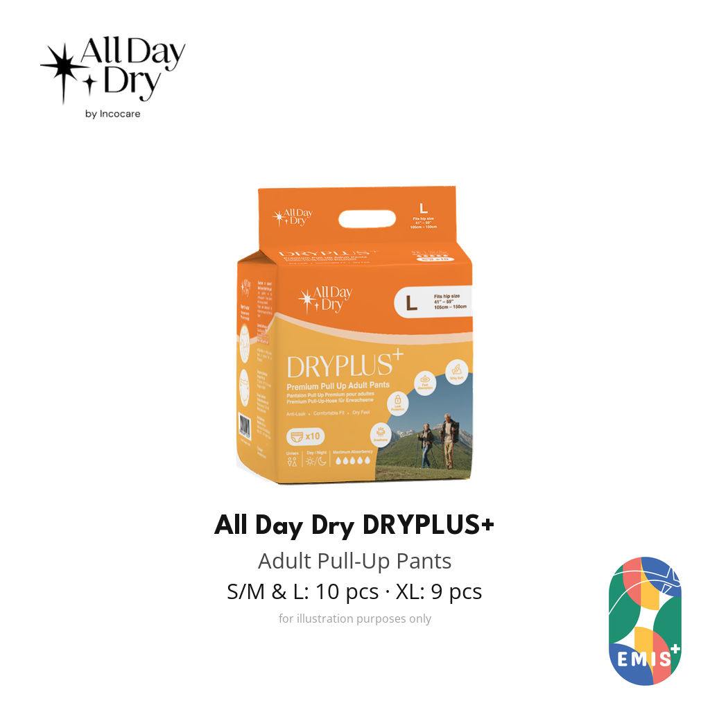 All Day Dry DRYPLUS+ Premium Pull Up Adult Pants size L pack of 10, unisex maximum absorbency