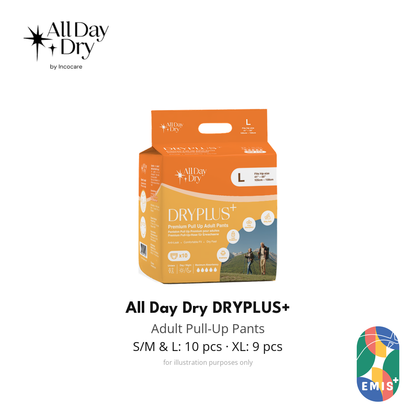 All Day Dry DRYPLUS+ Premium Pull Up Adult Pants size L pack of 10, unisex maximum absorbency