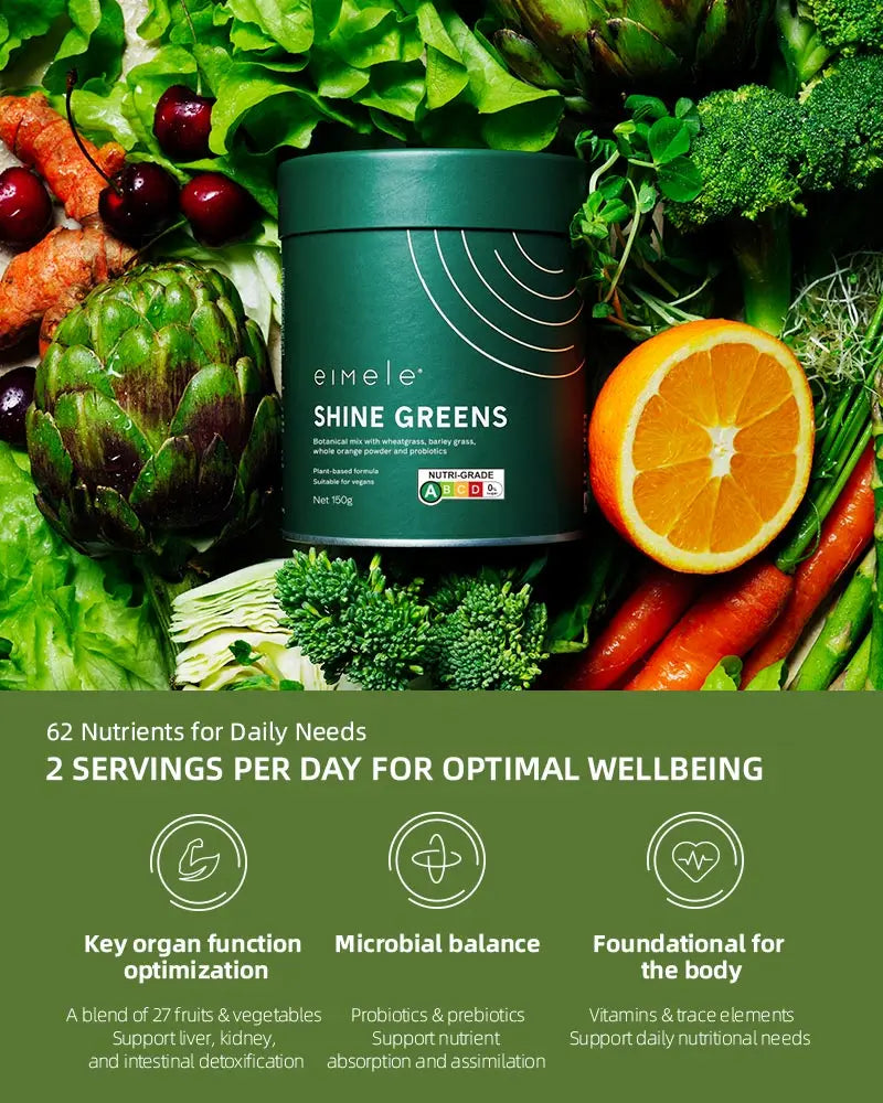 eimele Shine Greens Home Edition 150g*3 tins Free Shine Greens*6 sachets