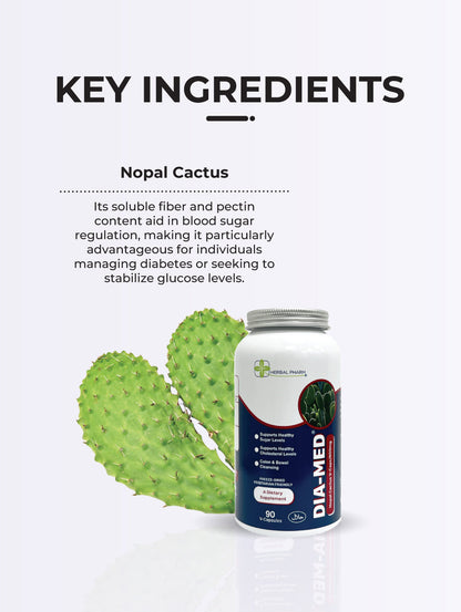 Herbal Pharm Dia-Med Nopal Cactus, 90 V-Capsules