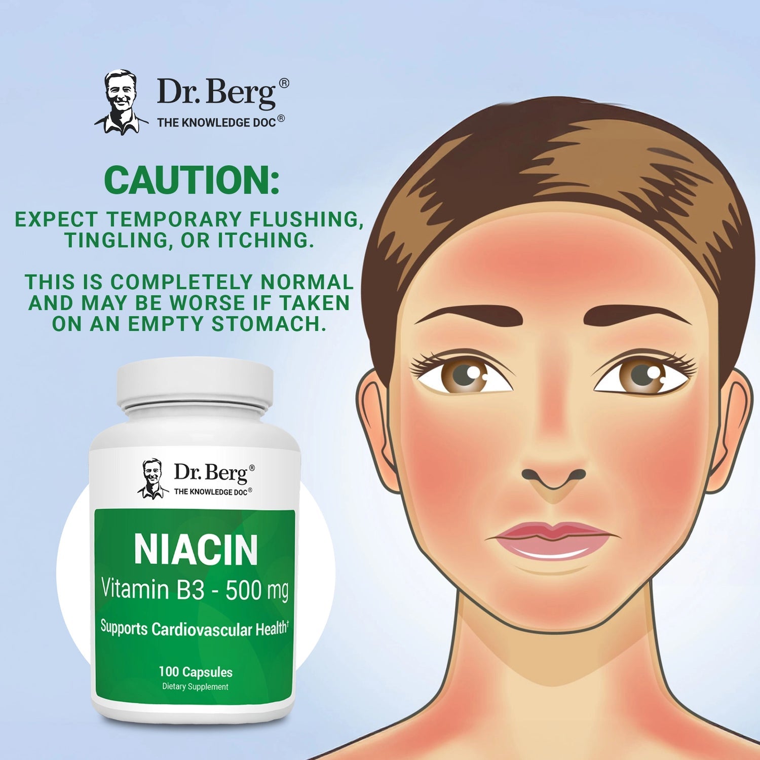 Dr Berg Niacin 500 mg Vitamin B3 Capsules - 100 Day Supply for Heart Health & Energy