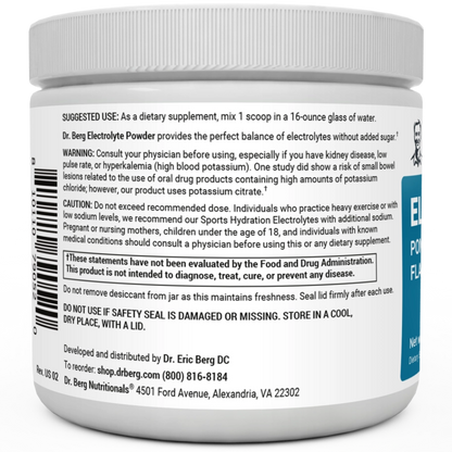 Dr. Berg Electrolyte Powder with 1000 mg of Potassium and Magnesium - Ultimate Hydration Support