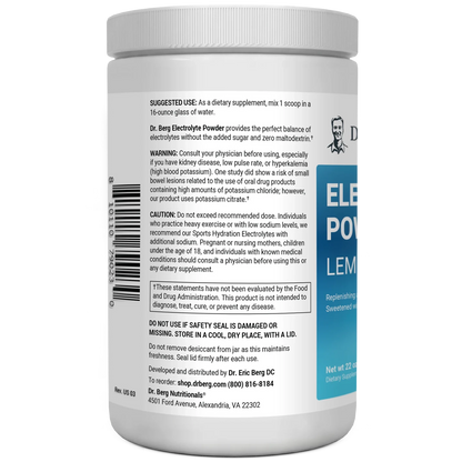 Dr. Berg Electrolyte Powder with 1000 mg of Potassium and Magnesium - Ultimate Hydration Support
