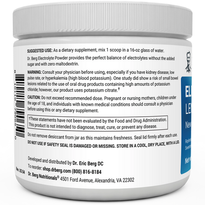 Dr. Berg Electrolyte Powder with 1000 mg of Potassium and Magnesium - Ultimate Hydration Support