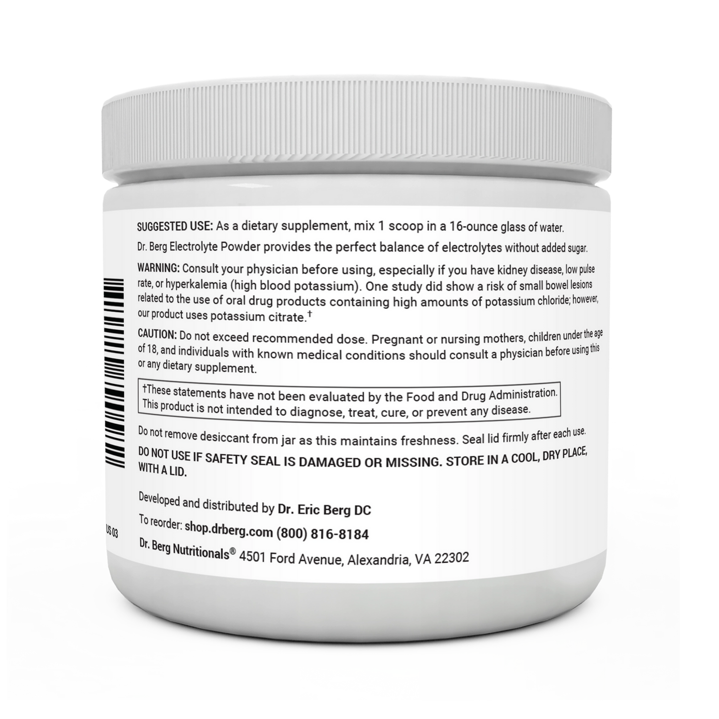 Dr. Berg Electrolyte Powder with 1000 mg of Potassium and Magnesium - Ultimate Hydration Support
