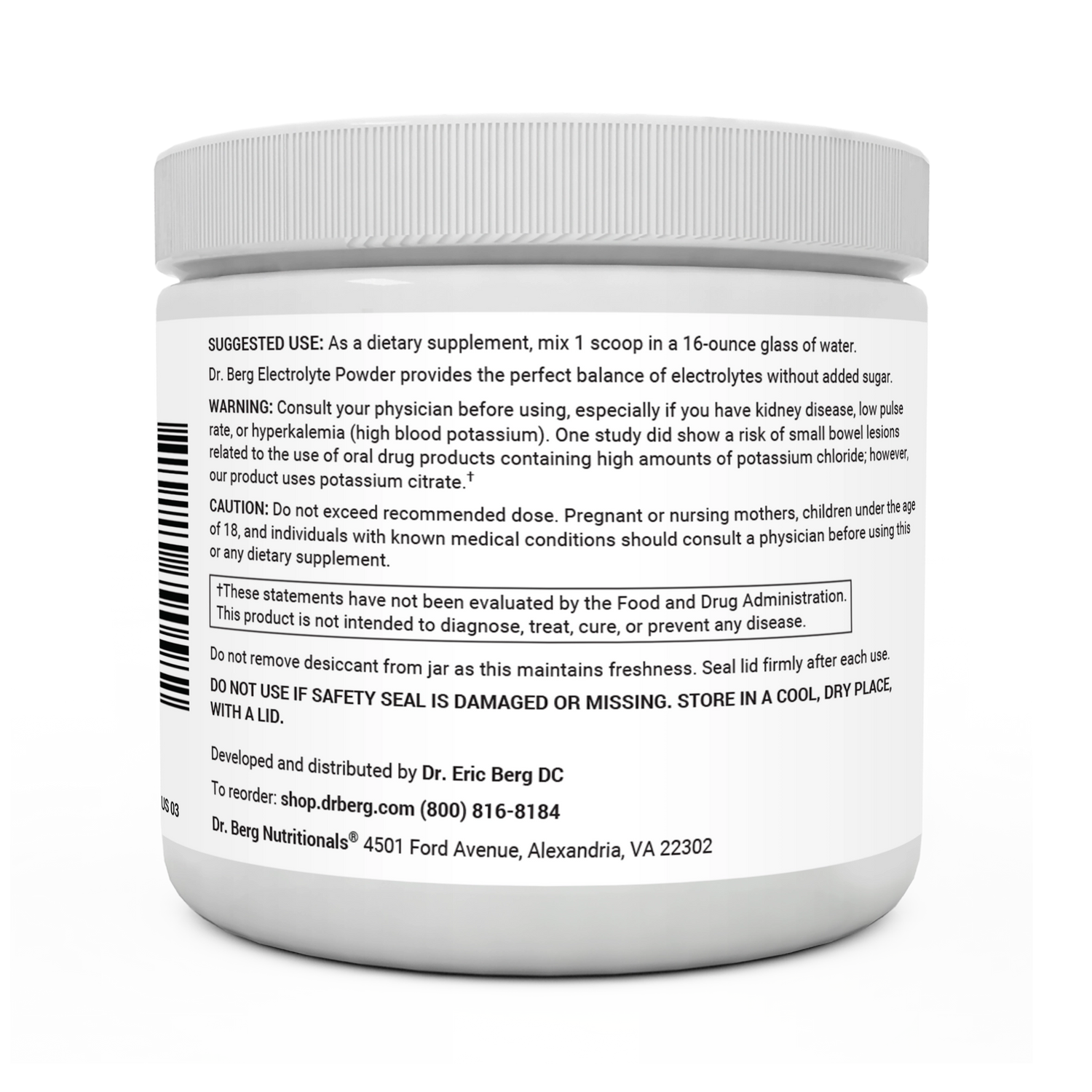 Dr. Berg Electrolyte Powder with 1000 mg of Potassium and Magnesium - Ultimate Hydration Support