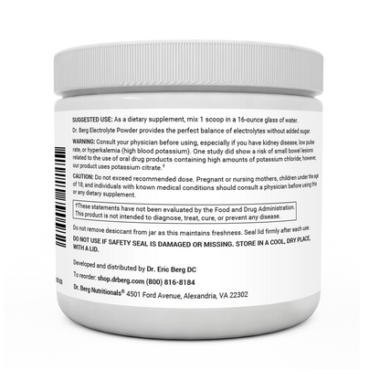 Dr. Berg Electrolyte Powder with 1000 mg of Potassium and Magnesium - Ultimate Hydration Support
