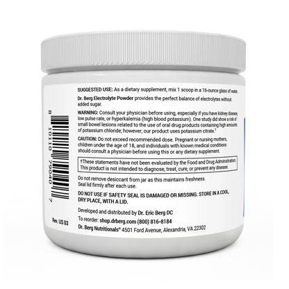 Dr. Berg Electrolyte Powder with 1000 mg of Potassium and Magnesium - Ultimate Hydration Support