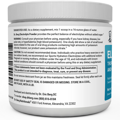 Dr. Berg Electrolyte Powder with 1000 mg of Potassium and Magnesium - Ultimate Hydration Support