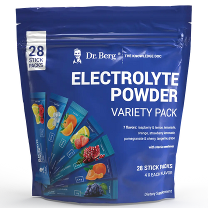 Dr. Berg Total Hydration Electrolyte Powder Variety Pack - 28 Stick Packs (Boost Energy & Keto Support)