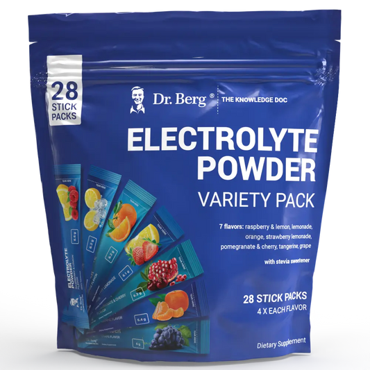 Dr. Berg Total Hydration Electrolyte Powder Variety Pack - 28 Stick Packs (Boost Energy & Keto Support)