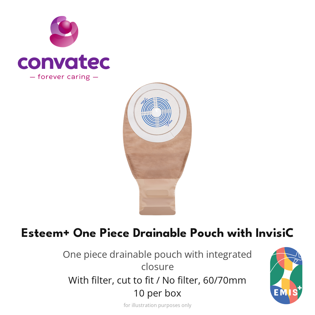 ConvaTec Esteem+ One Piece Drainable Pouch with InvisiClose, Transparent