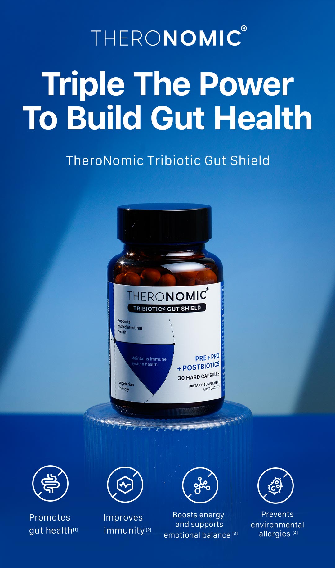 【Member Upgrade】Theronomic Tribiotic Gut Shield 30 capsules*8 bottles Free SGD9 voucher pack