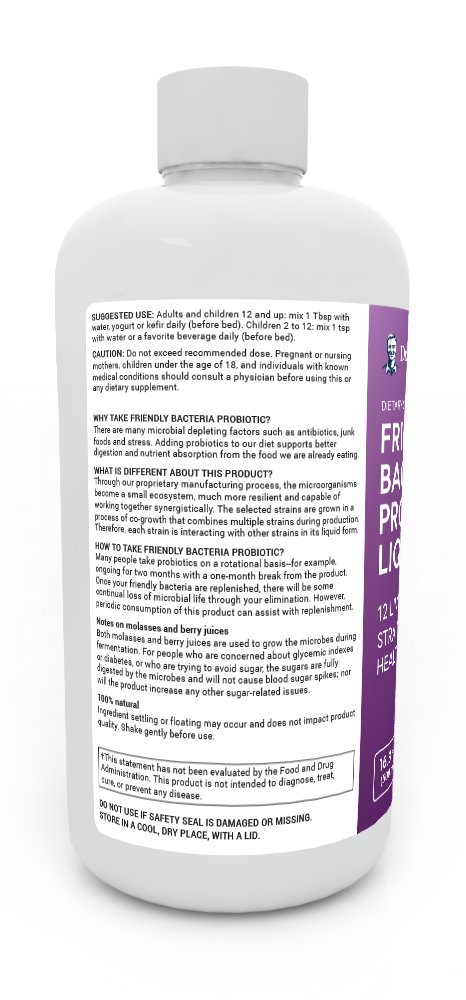Dr. Berg Friendly Bacteria Probiotic Liquid: 12 Strains for Optimal Gut Health - 16.3 fl oz
