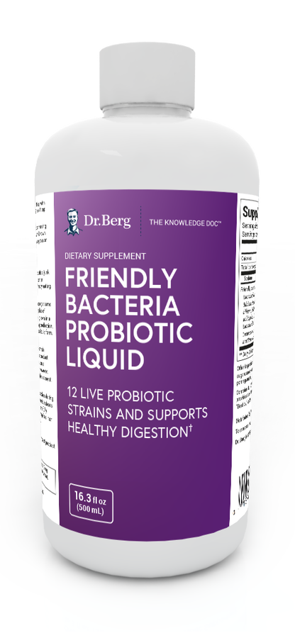 Dr. Berg Friendly Bacteria Probiotic Liquid: 12 Strains for Optimal Gut Health - 16.3 fl oz