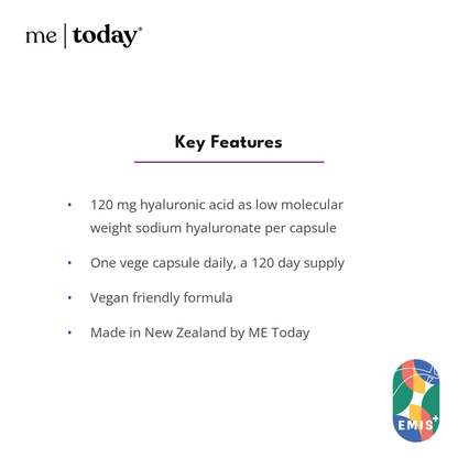 ME Today Hyaluronic Acid 120mg for Skin Hydration, 120 Vege Capsules