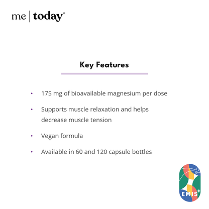 ME Today Magnesium 875 with 175mg Bioavailable Magnesium, Vegan