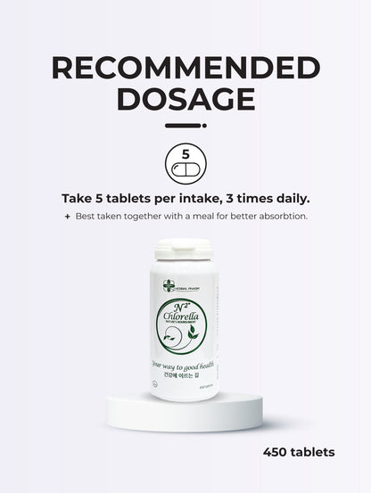 Herbal Pharm: N2 Chlorella - Natural Detox & Nutrient Boost (450 Tablets)