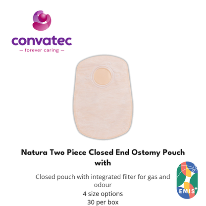 ConvaTec Natura Two Piece Closed End Ostomy Pouch with Filter, Opaque