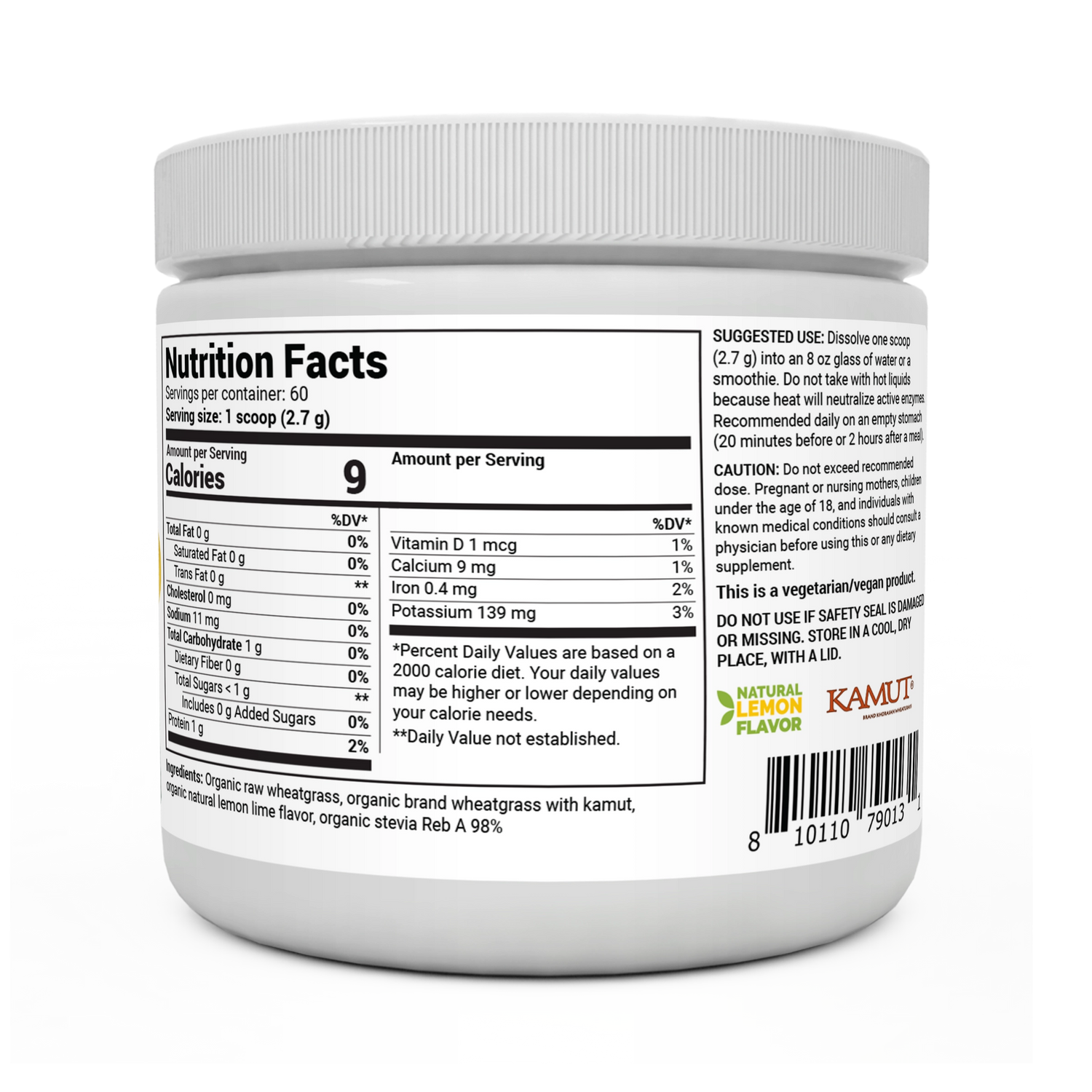 Dr. Berg Raw Organic Wheatgrass Juice Powder with Lemon | USDA Certified | Nutrient-Dense Superfood Drink