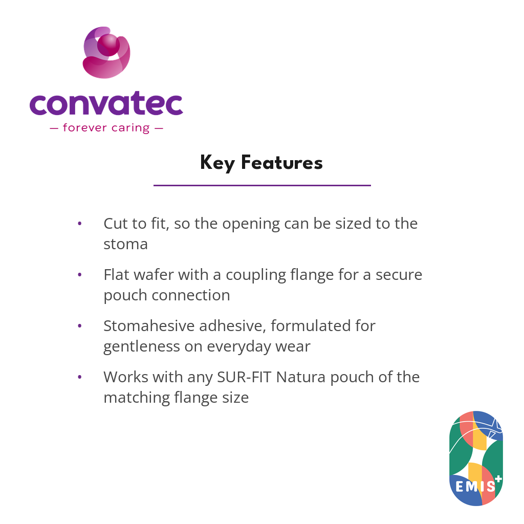 ConvaTec SUR-FIT Natura Stomahesive Skin Barrier Wafer, Cut to Fit key features
