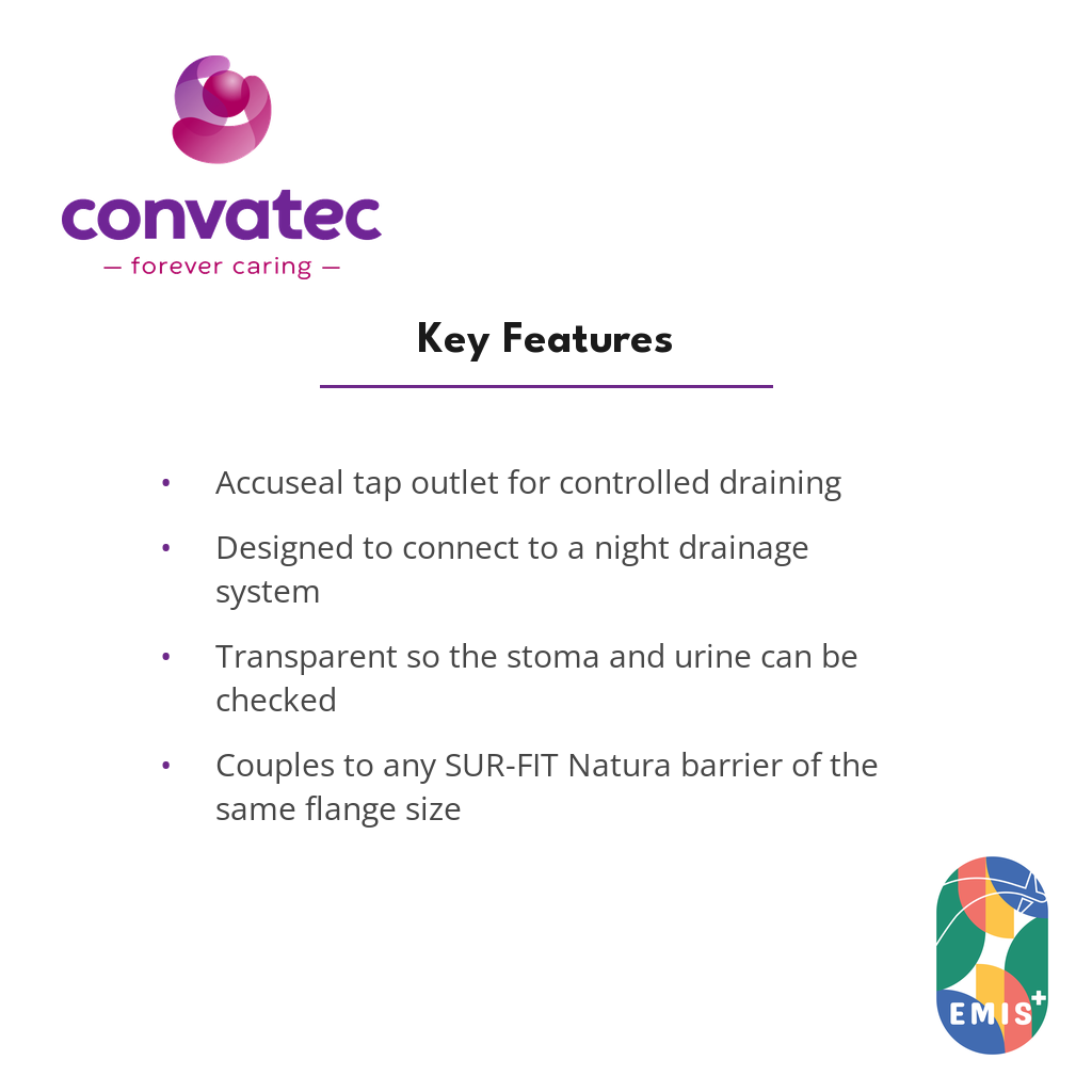 ConvaTec SUR-FIT Natura Two Piece Urostomy Pouch with Accuseal Tap key features