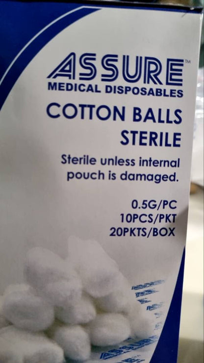 [Bundle of 20] ASSURE Cotton Ball Sterile 0.5G