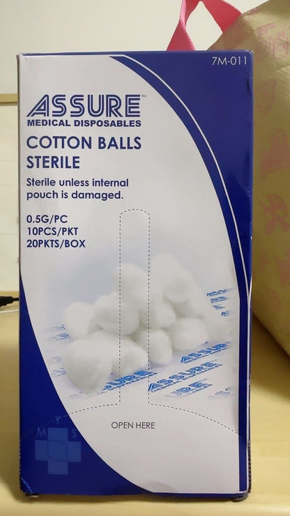 [Bundle of 20] ASSURE Cotton Ball Sterile 0.5G