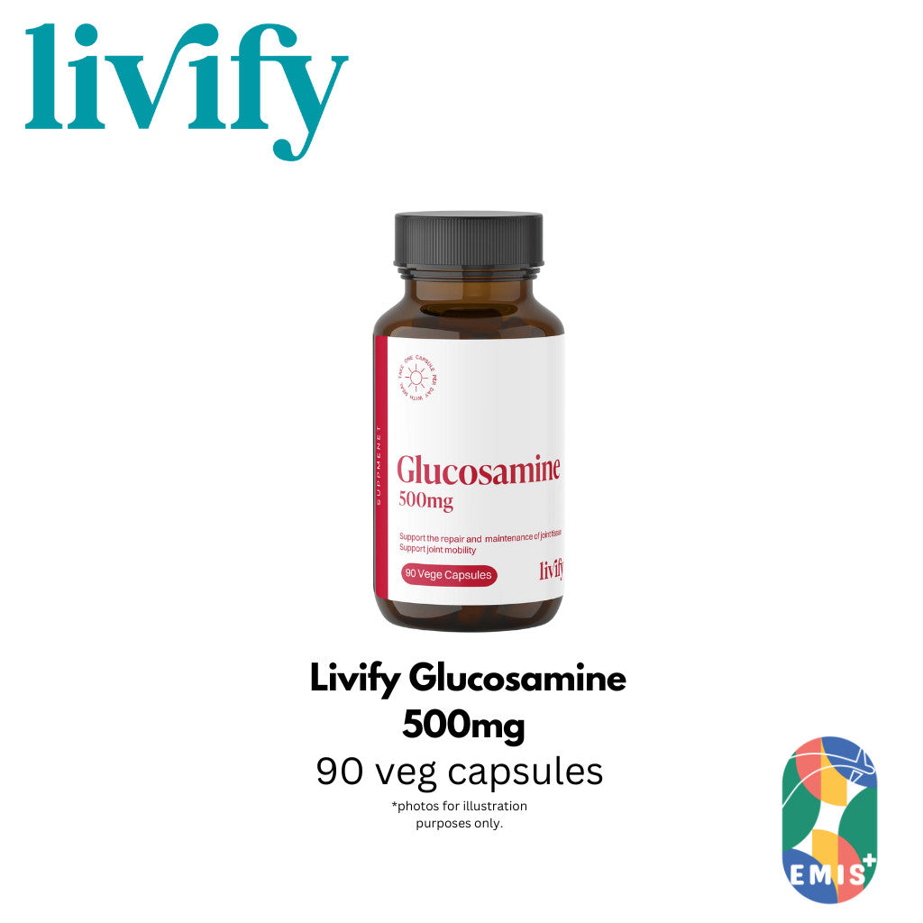 [90 Capsules] Livify Glucosamine 500mg Supports Joint Health, Promotes Cartilage Repair and Mobility EMIS+