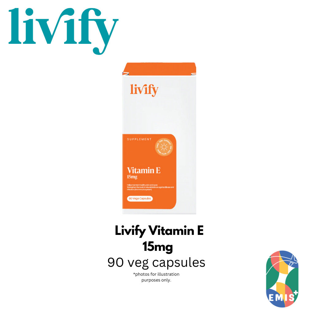 [90 Capsules] Livify Vitamin E 15mg Antioxidant Support, Eye Health , Heart Support EMIS+