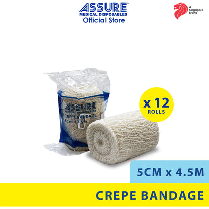 [Bundle of 12] ASSURE Crepe Bandage 5cm X 4.5m