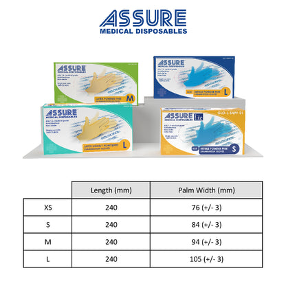 [Bundle of 3] ASSURE Soft Nitrile Gloves Powder-Free Blue 100 Pce/Box