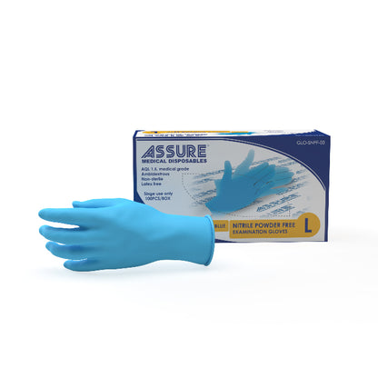 [Bundle of 3] ASSURE Soft Nitrile Gloves Powder-Free Blue 100 Pce/Box