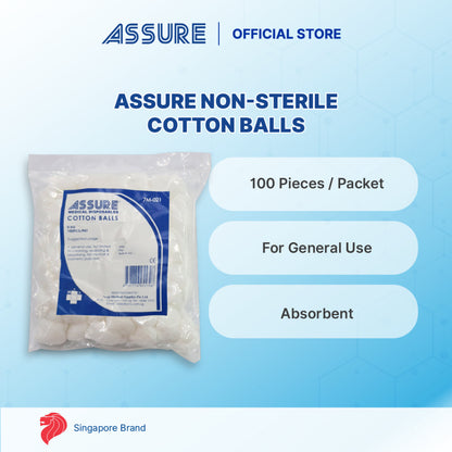 [Bundle of 10] ASSURE Cotton Ball Non-Sterile 0.5G 100 Pce/Pkt