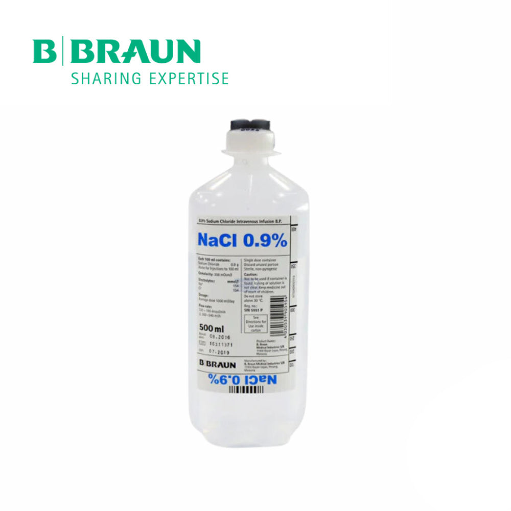 BBraun Saline Sodium Chloride Intravenous Infusion, B. P. 0.9% 500ml