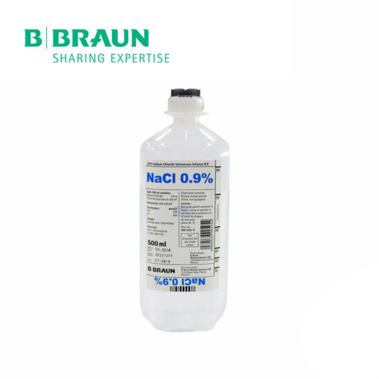 BBraun Saline Sodium Chloride Intravenous Infusion, B. P. 0.9% 500ml