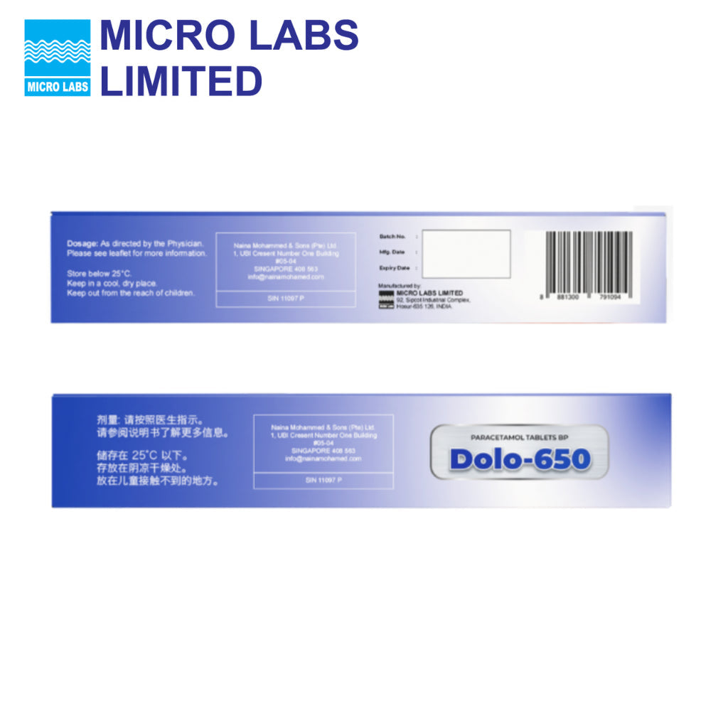 [2x10 Tablets] Dolo 650 Paracetamol Tablets