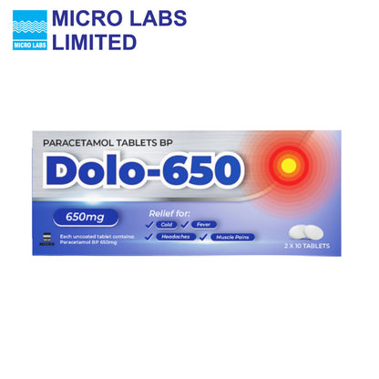 Dolo 650 Paracetamol Tablets 650mg 20 Tablets