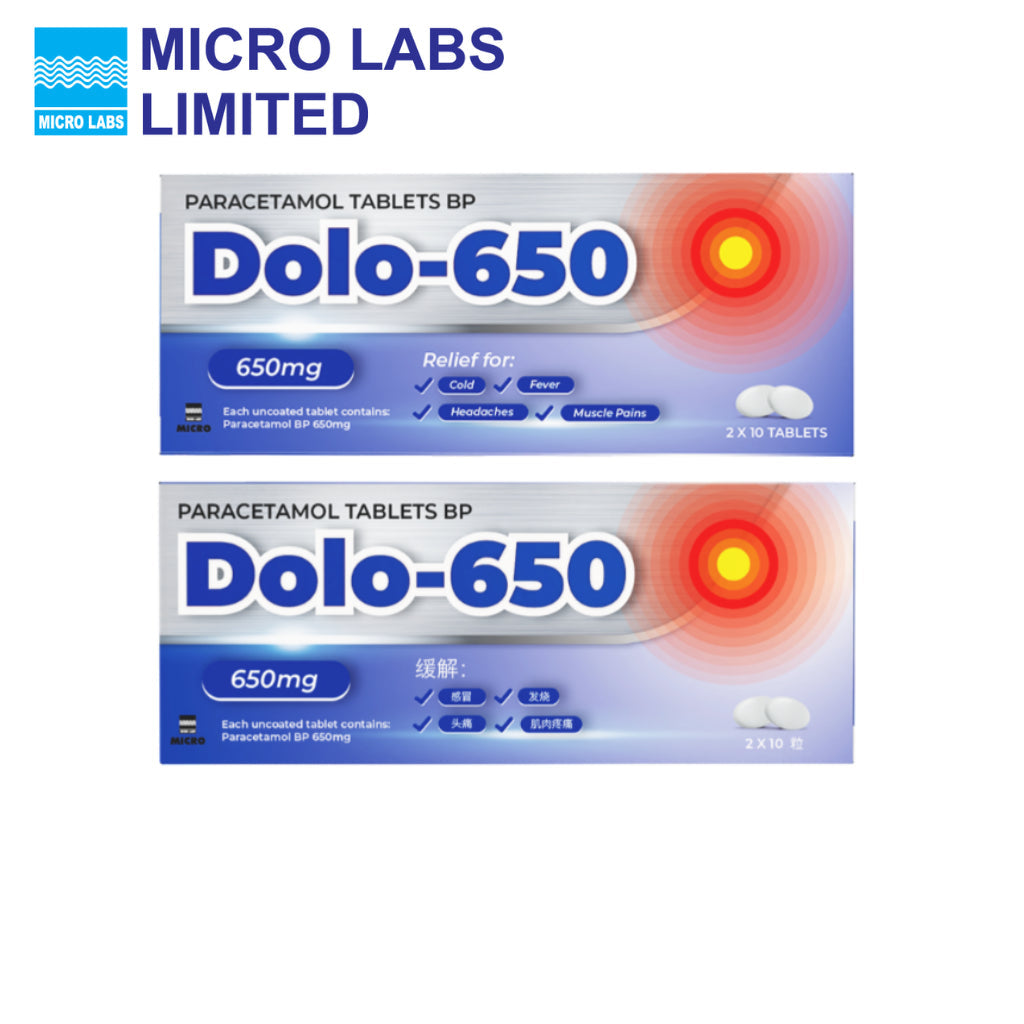 [2x10 Tablets] Dolo 650 Paracetamol Tablets