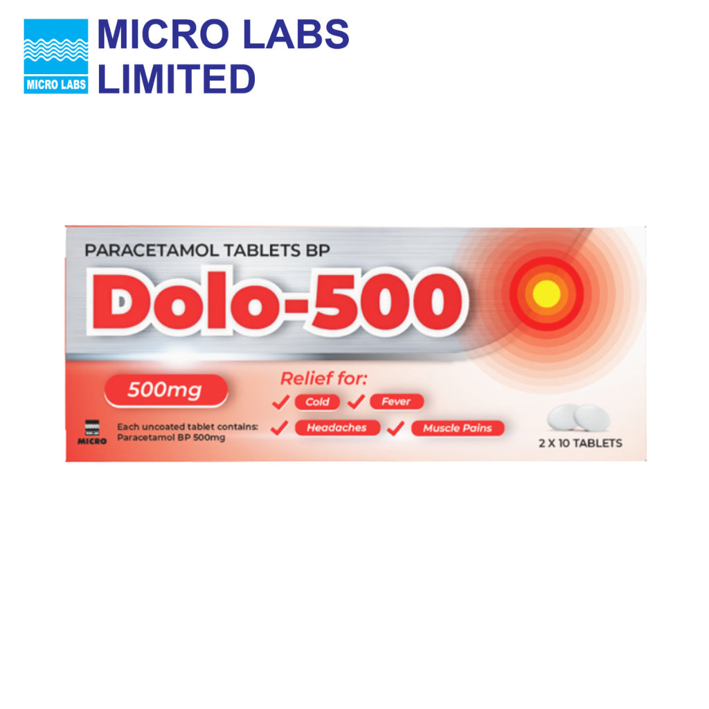 [2x10 Tablets] Dolo 500 Paracetamol Tablets