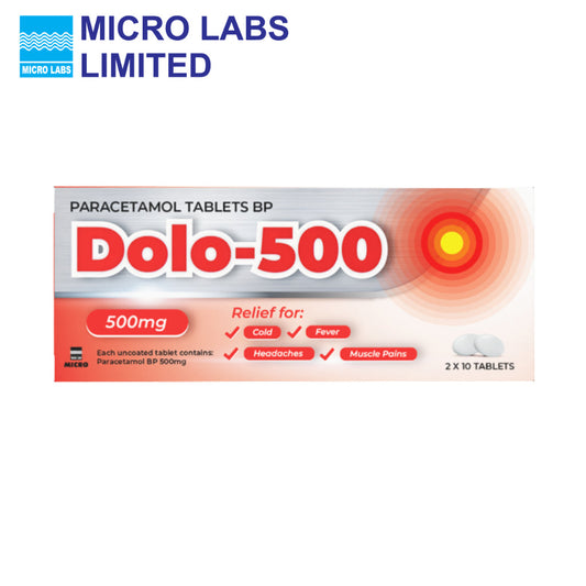 [2x10 Tablets] Dolo 500 Paracetamol Tablets