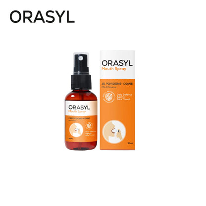 Orasyl Mouth Spray 1% Povidone Iodine 50ml Orange Flavour Exp 2028