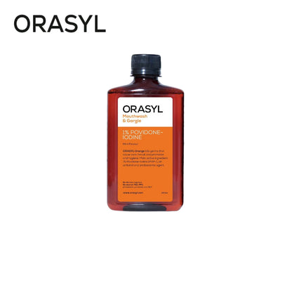 Orasyl Orange Povidone Iodine Antiseptic Mouth Gargle 1% Alcohol Free 250ml 500ml